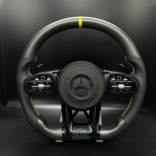 Mercedes AMG Lenkrad Mattcarbon Gelb inkl. Airbag - BlackForest Autos